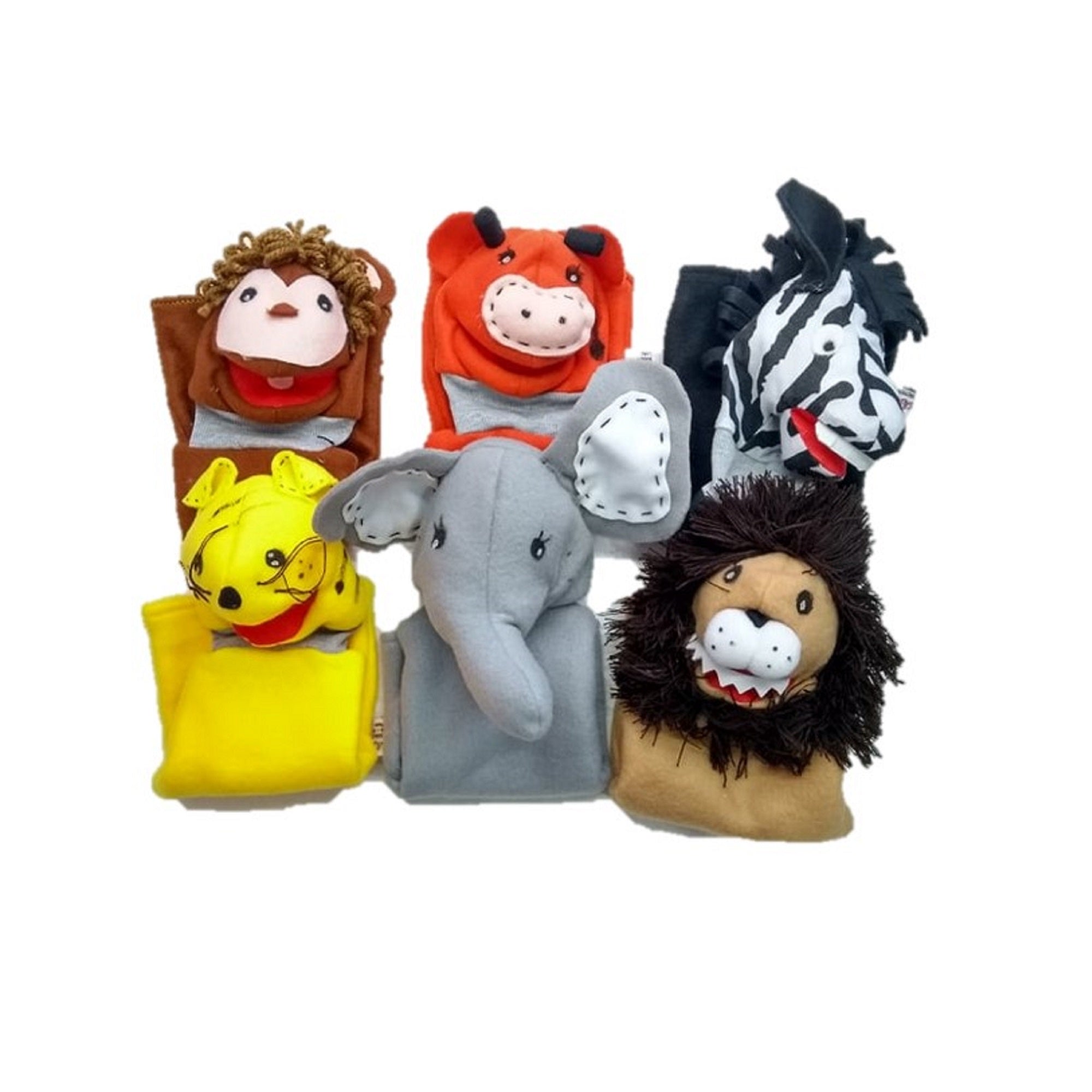 Títeres de guante animales selva x 6