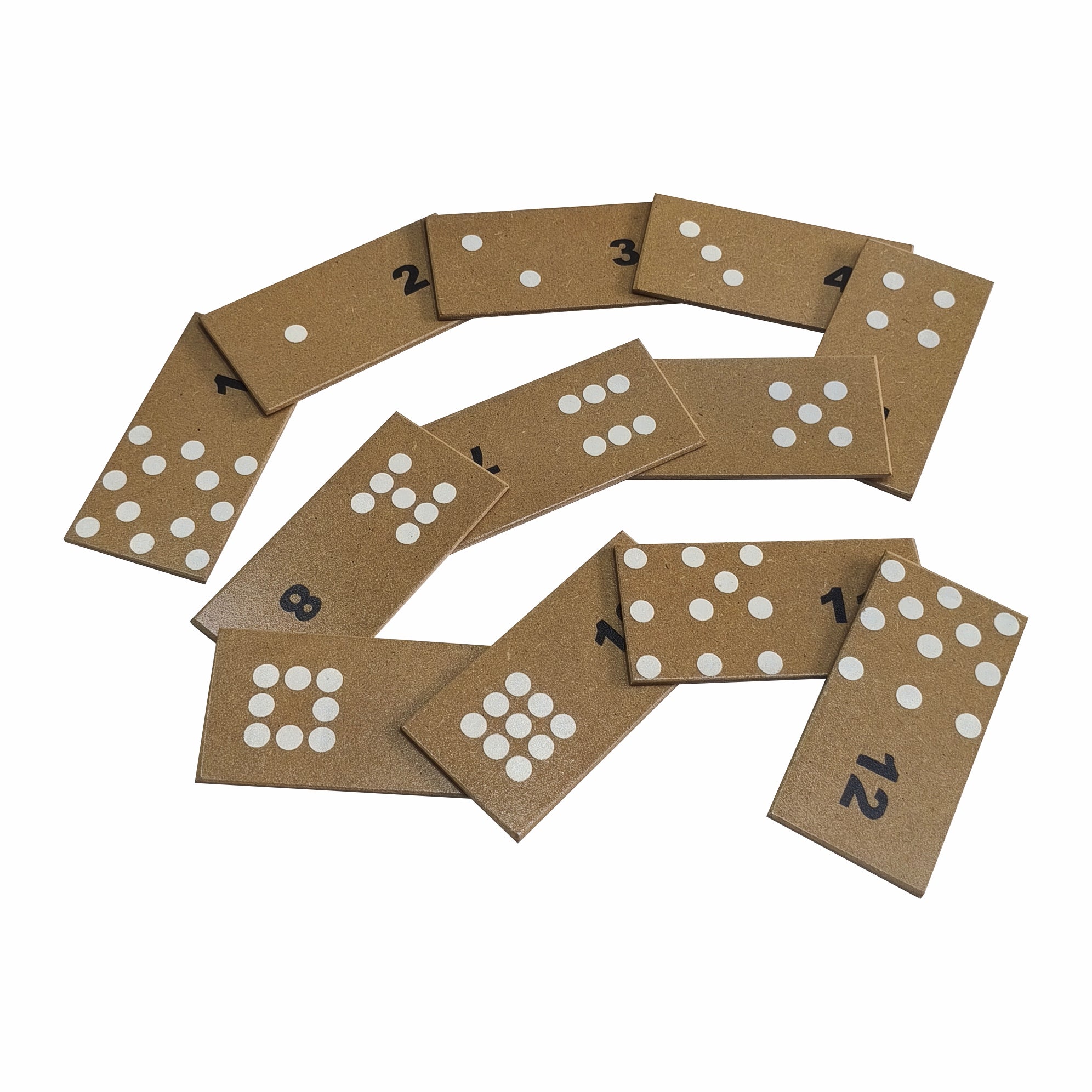 Dominó de puntos y números en caja